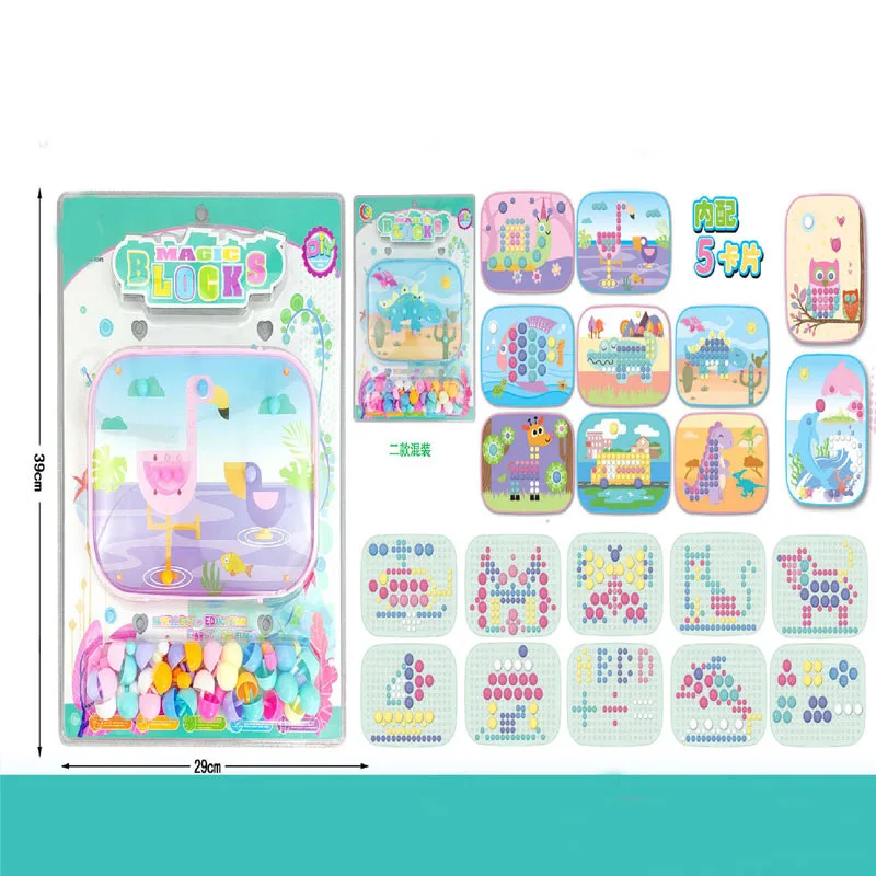 

Children DIY Assembled Fight Inserted Stereo Mushroom Nail Jigsaw Puzzle Building Blocks Paradise Set Baby Early Childhood Educa