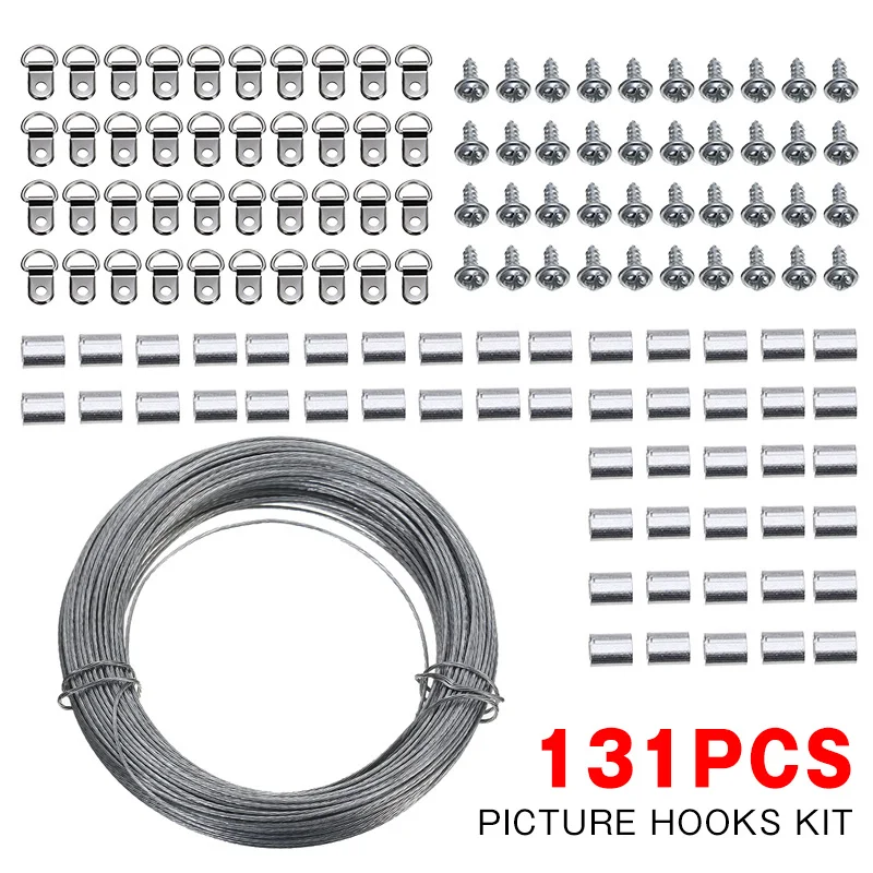 Kit de fil de suspension pour Photo, 124 pièces, Kit de suspension pour  cadre Photo, Kit de suspension pour Photo avec clous pour montage mural -  AliExpress