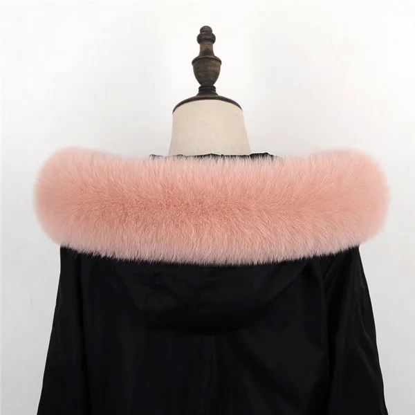 Pink Хит, воротник из натурального меха лисы, женский меховой шарф, парка из натурального меха, шарф из натурального меха, шапка из натурального меха, воротник из натурального меха 70, 80 см - Цвет: Pink