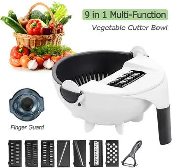 

free ship Rotate Vegetable Cutter Drain Basket Magic Slicer Multi-Functional Large Capacity Veggie Fruit Shredder Grater Slicer