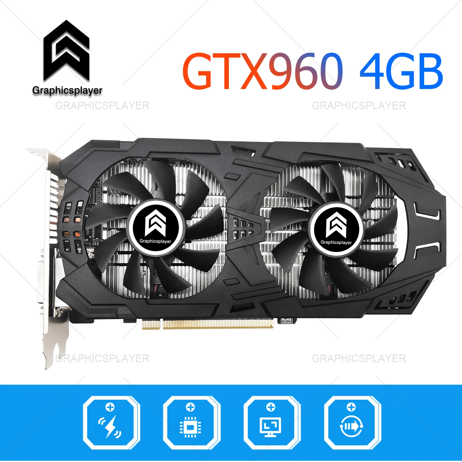 Dual fans Graphics Card GTX960 4GB 4096MB 128BIT   For NVIDIA GTX Video Card for Desktop computer PC Games gaming card for pc