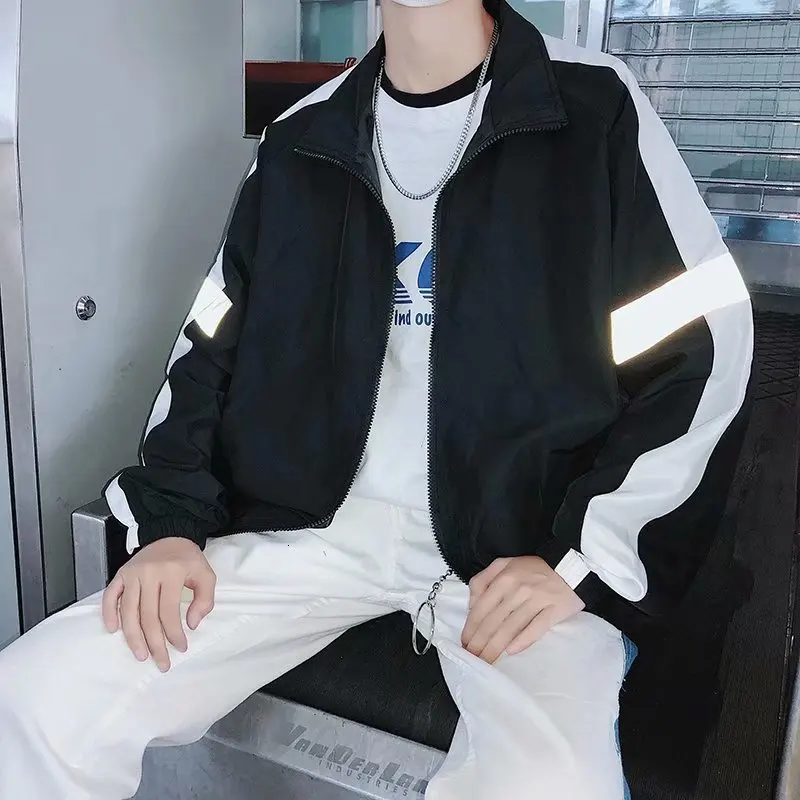 

Autumn 2019 Men Coats Ulzzang Leisure Time Trend Loose Coat Noctilucent Student Male Baseball Jacket Street Cool Clothes