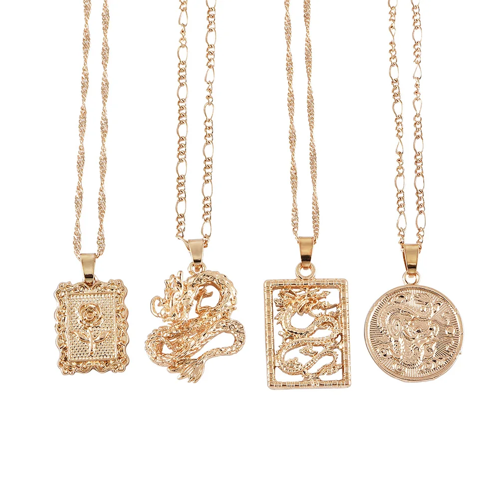Bls-miracle Bohemia Portrait Alloy Gold Coin Pendant Necklaces For Women Vintage Rose Fashion Long Necklace 2019 Jewelry Gifts | Украшения