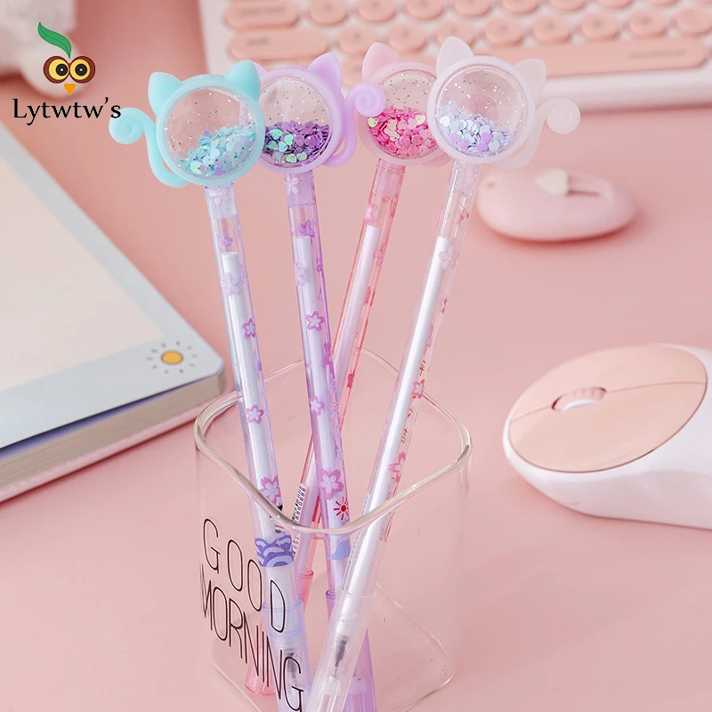 1 шт. Lytwtw Канцтовары гелевая ручка Kawaii школы и офиса новые творческие кошки блеск