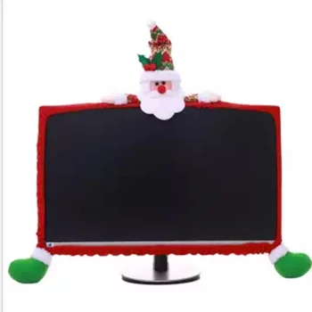 

Christmas Computer Monitor Cover 3D Cartoon Flannel Screen Border Protector Christmas Decoration HYD88