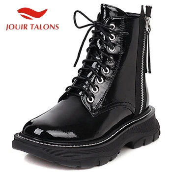 

JOUIR TALONS New Fashion Round Toe Platform Ankle Boots Casual Cross-tied Zipper Square Heels 5 cm Autumn women shoes