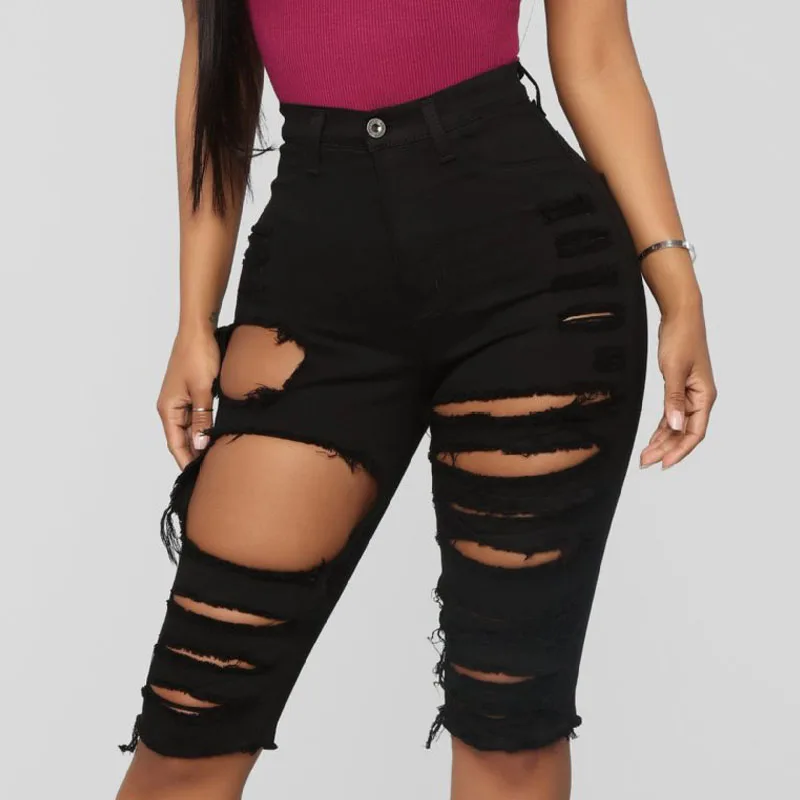Ripped Denim Shorts Women Summer 2020 
