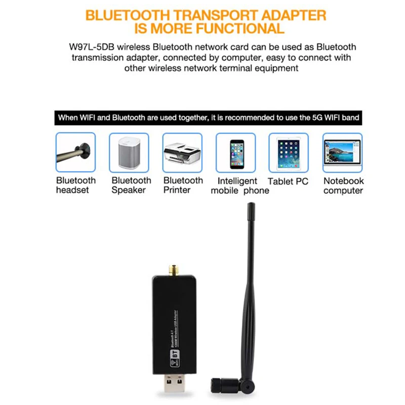 Zapo W97L-5Db Bluetooth 4,1 беспроводной Ac 1200 Мбит/с 5 ГГц Wifi Usb 3,0 Lan адаптер с высоким коэффициентом усиления антенна сетевая карта для Windows Li