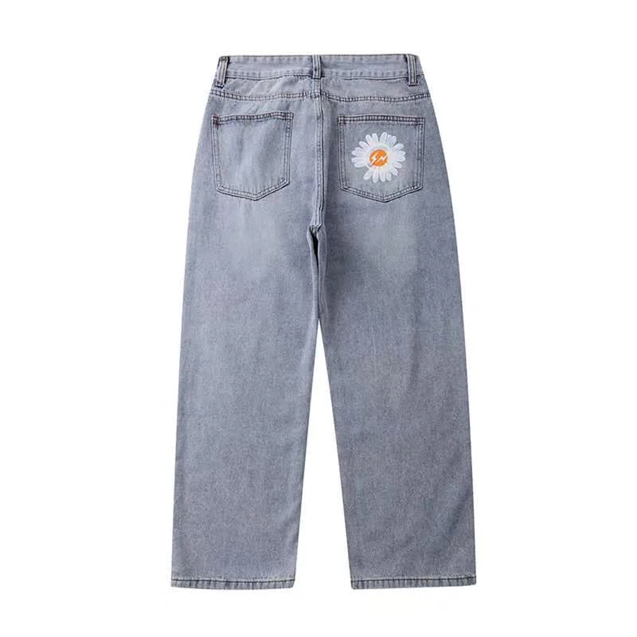 

Men Women Casual Peaceminusone Pants Back Pocket Fragment Daisy Logo Print G-DRAGON Jeans GD Pants