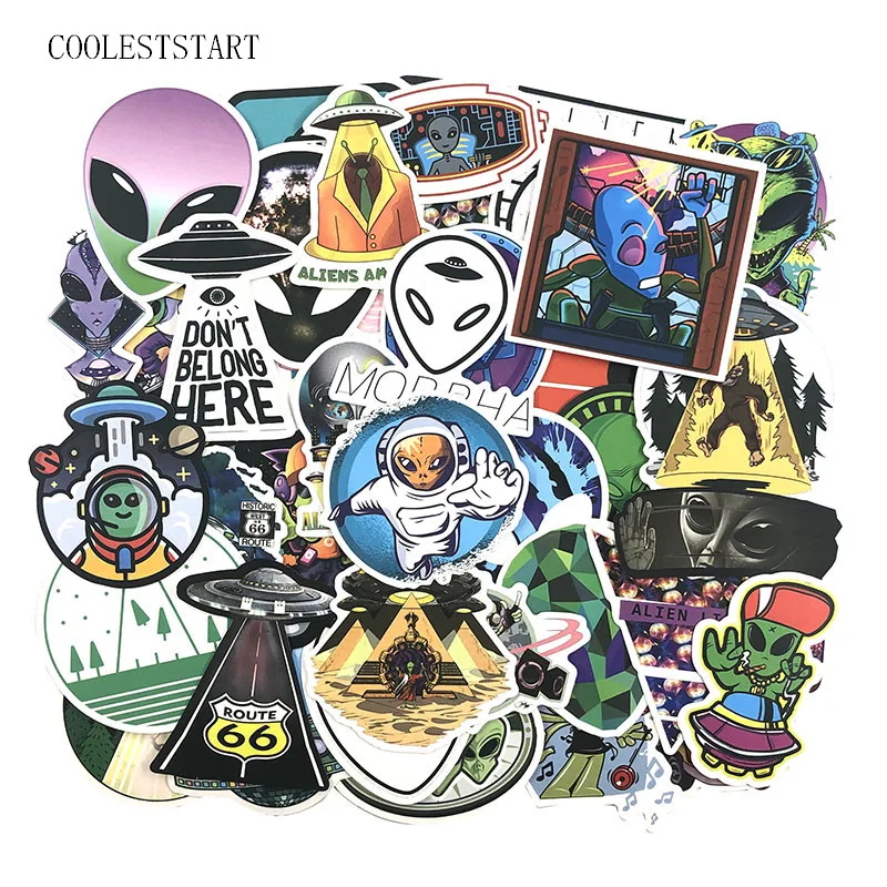 

50Pcs/set Alien Decal Stickers ET Stickers For Refrigerator Motorcycle Skateboards Laptop Luggage Pegatinas Bicycle Toy
