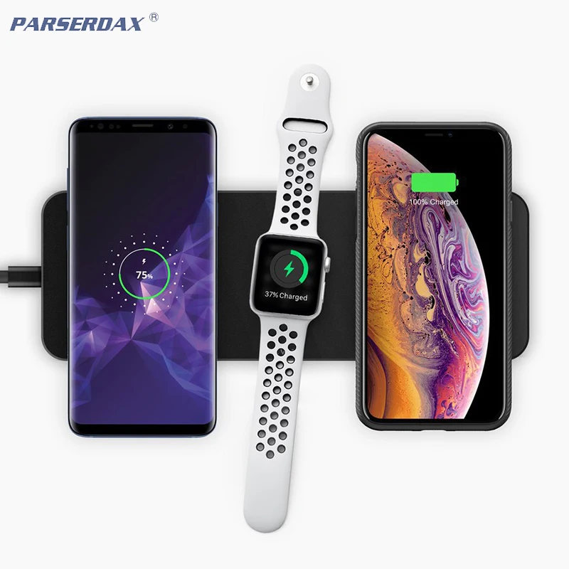 

3 in 1 10W Fast QI Wireless Charger For Apple Watch 5 4 3 iPhone 11 Pro XS Max XR X 8 Samsung S10 Note 10 Wireless Charging pad