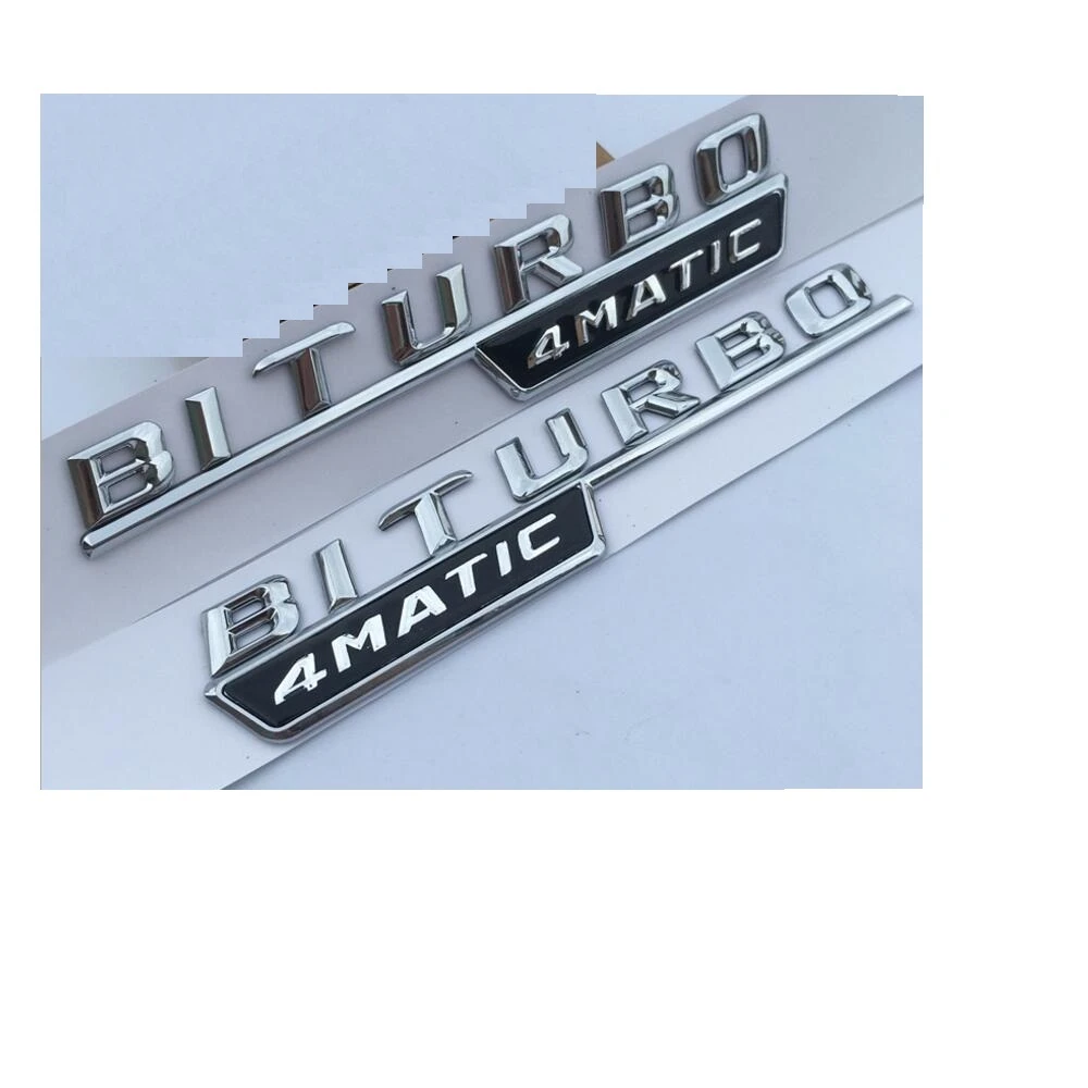 Chrome C43 AMG BITURBO 4 MATIC Trunk Emblem Badge Sticker for Mercedes Benz