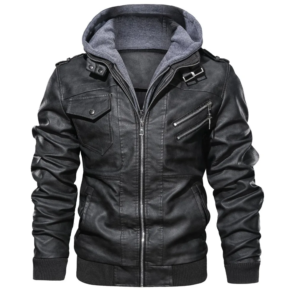 Новая осенне-зимняя мотоциклетная кожаная куртка, Мужская ветровка с капюшоном, Куртки из искусственной кожи, мужская верхняя одежда, теплые бейсбольные куртки из искусственной кожи, размер S-4XL