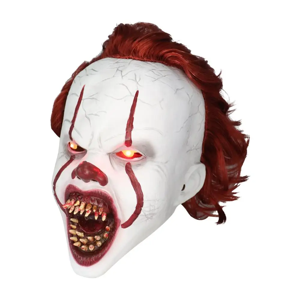 

2019 LED Lights Pennywise Mask It Chapter Two Scary Clown Cosplay Halloween Latex Masks