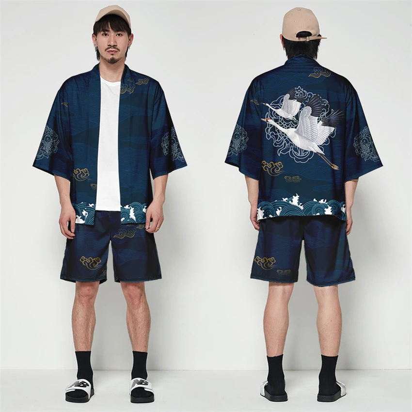 Кимоно для мужчин Haori японский стиль юката мужской костюм самурая кардиган