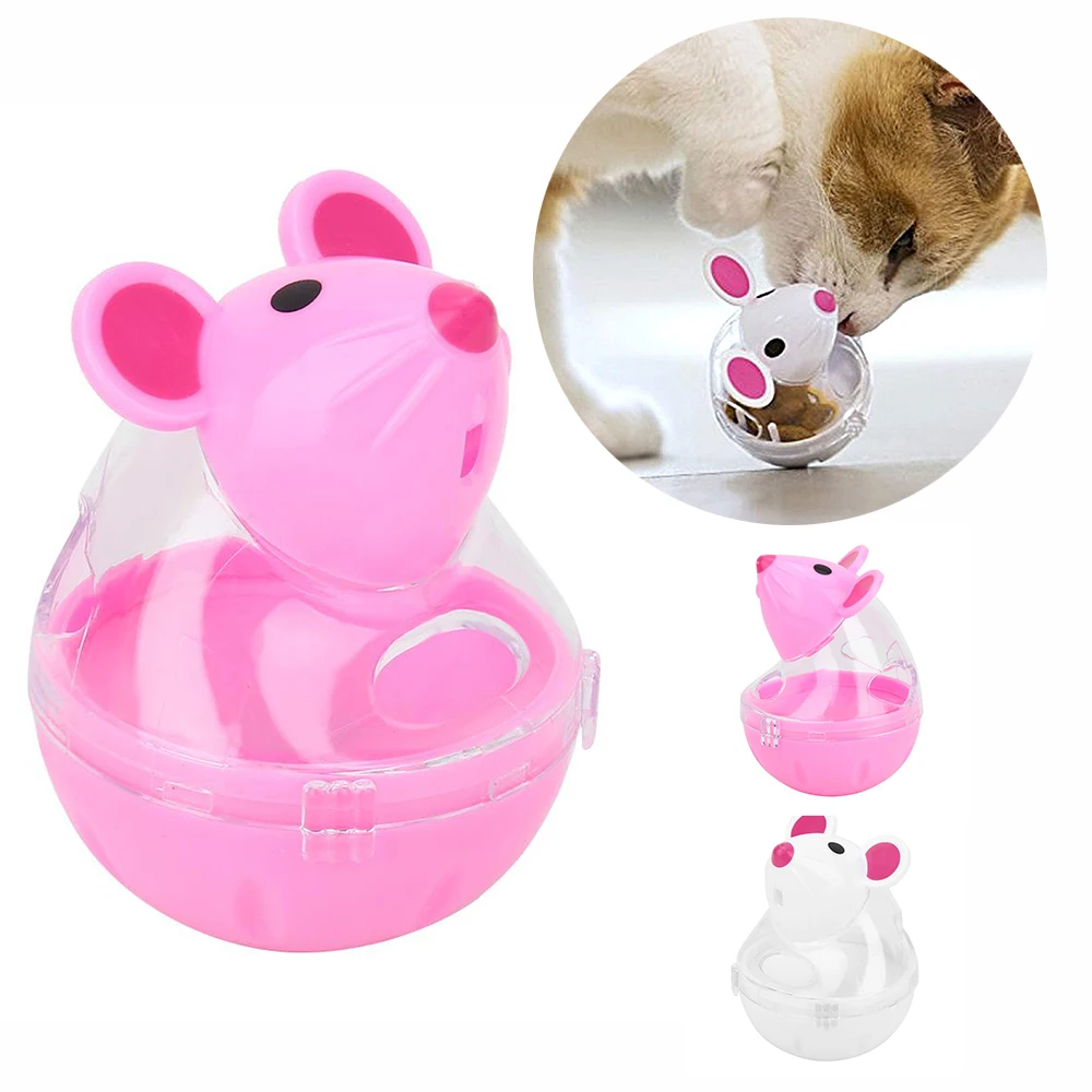 

Cat Toy Fun Tumbler Feeder Toy Mouse Shape Leaking Ball Pet Food Dispenser D40