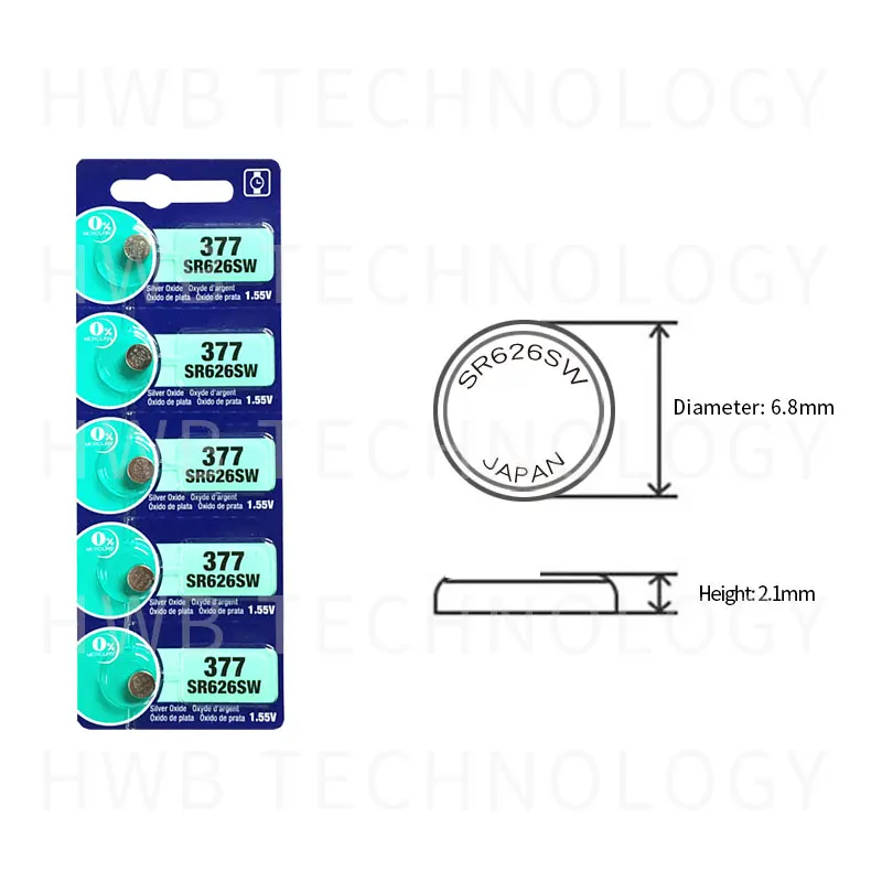 5 шт. долговечные 377 SR626SW SR626 AG4 часы батарея ButtoLatest оксид серебра часы батарея для часов