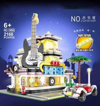 

Lepining 16002 city The MOC Guitar Shop villa Streetview Creator Children Educational Building Model Blocks Bricks Toys