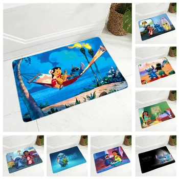 

Cute Stitch Doormat for Hallway Decor Cartoon American Child Anime Floor Door Mat Non-Slip Super Soft Flannel Rug 40x60cm