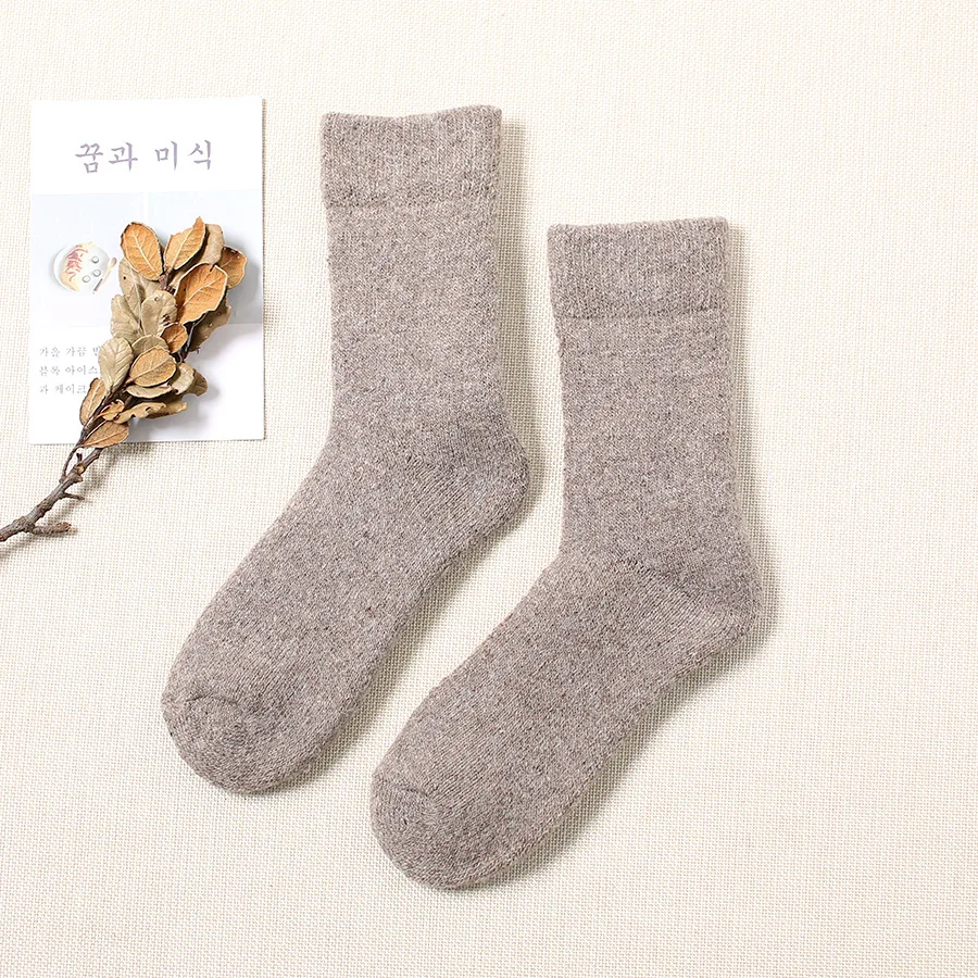 10pairs/set Wholesales 35% Wool Socks Thickening Warm Socks for Female Middle Tube Women's Socks Winter Sock for Women - Цвет: Light Brown