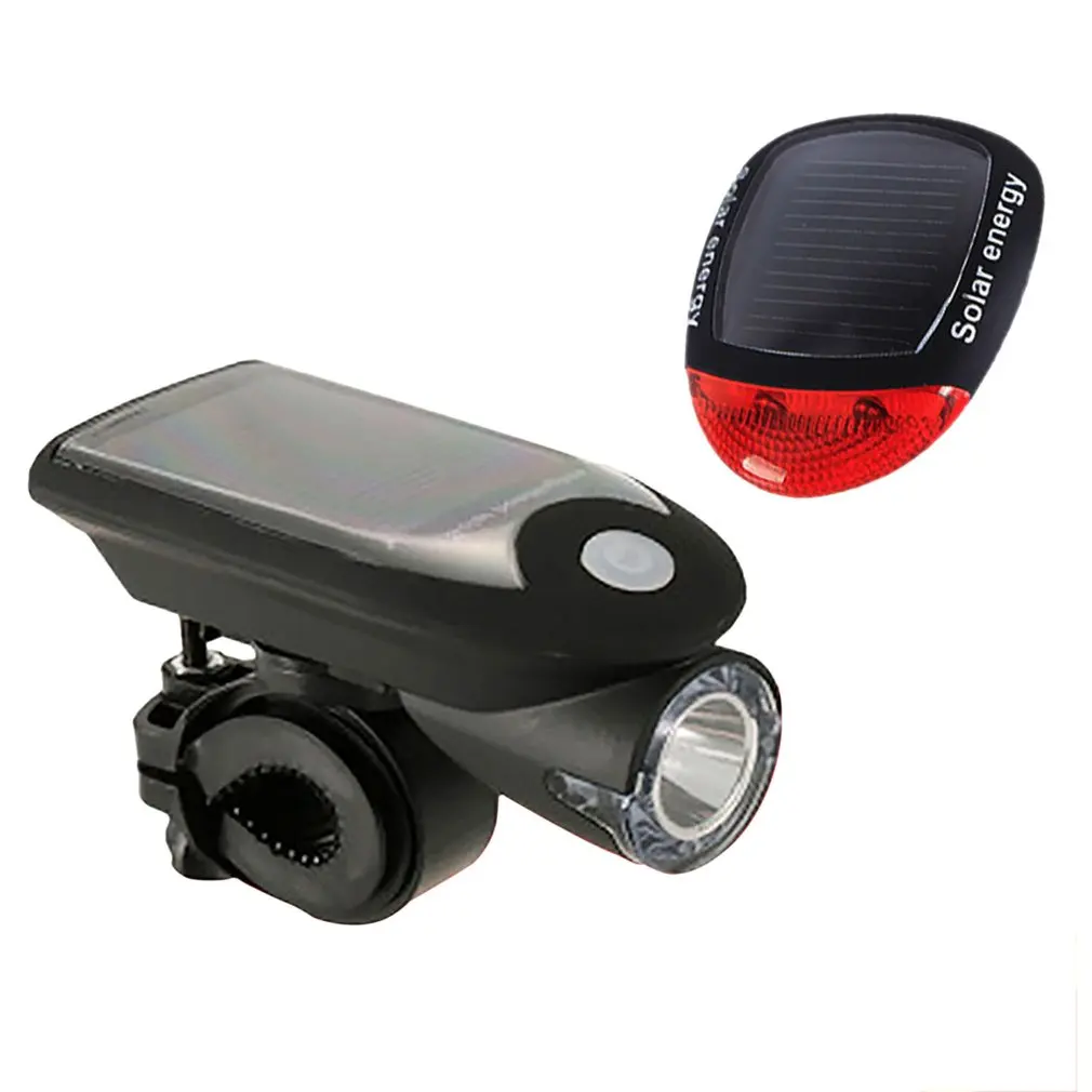 

Bicycle Solar Headlight Waterproof Usb Charging Warning Taillight Set 360 Degree Rotating Bicycle Light