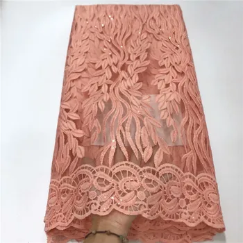 

pink Latest French Nigerian sequins Laces Fabrics High Quality Tulle African Laces Fabric Wedding African French Tulle Lace