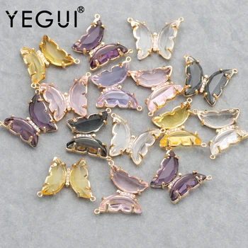 

YEGUI M737,jewelry accessories,18k gold plated,0.3 microns,glass pendants,butterfly shape,jewelry making,diy earring,6pcs/lot