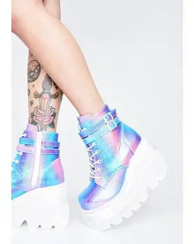 

2020 new foreign high-heeled shoes for and the colorful slope heel side zipper boots,