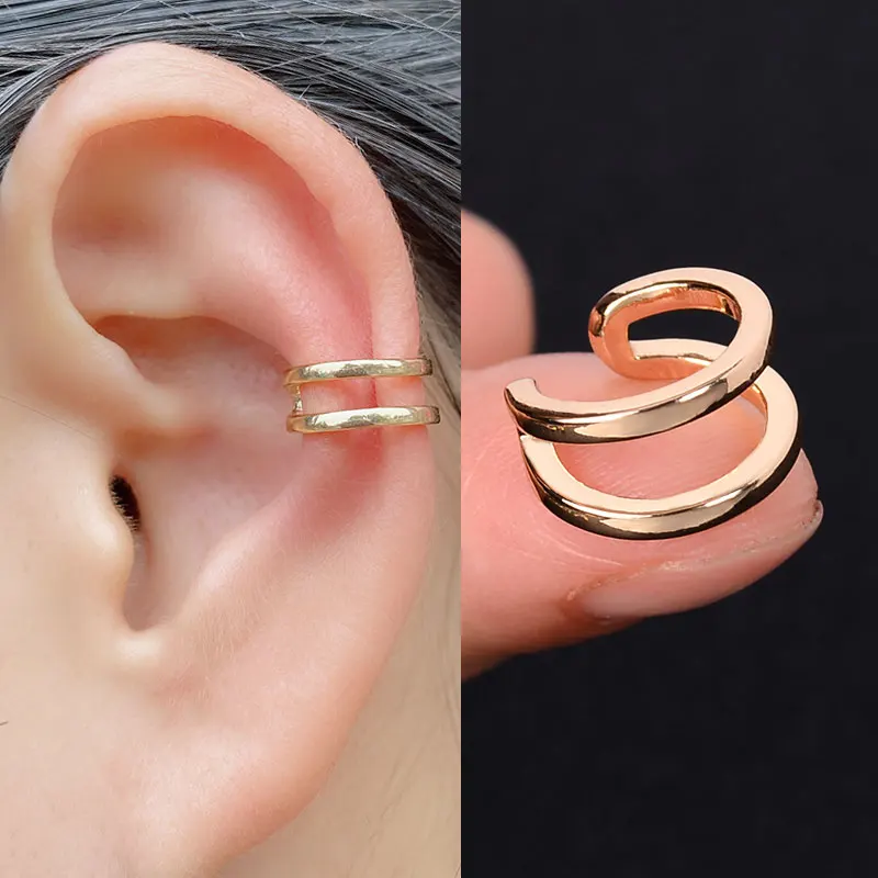 1 Pc Stackable Cuff Wrap Clip On Earrings Women Girls Climber Ear Cartilage Bone Clips Fake Earing Non Piercing Without Holes 