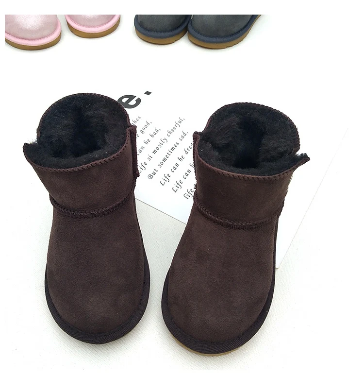 Baby Girls Snow Boots Winter Australia Warm Sheep Skin Leather Fur Baby Botas Waterproof Infant Boot Boys Bootie Shoes Non-slip