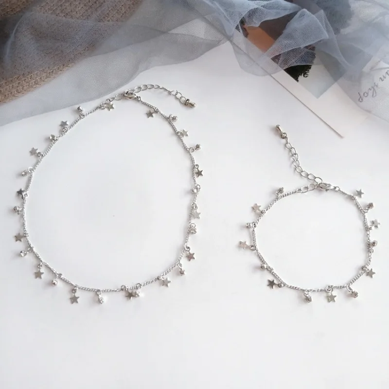 

Personality Simple Metal Texture Stars Pendant Bracelet Jewelry Japanese Korean Fashion Sweet Girl Student Accessories