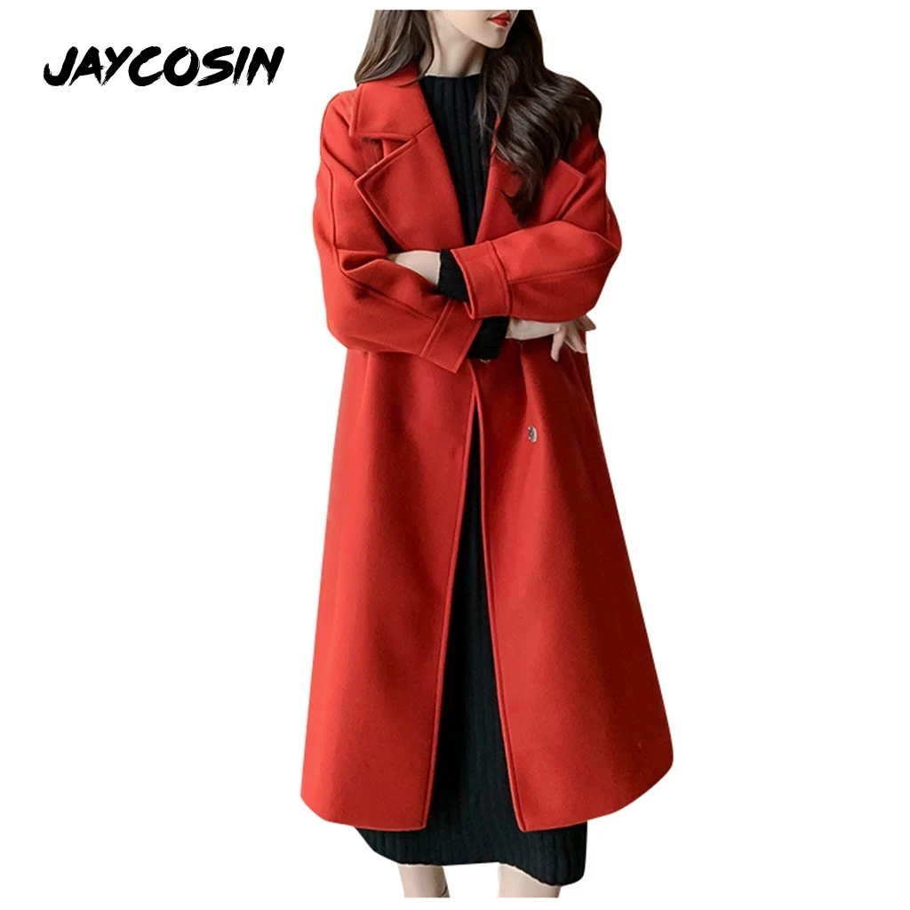 JAYCOSIN Женское шерстяное пальто длинное плотное прямое кашемировое шерстяное пальто Женское пальто зимняя одежда модная теплая шерстяная женская одежда
