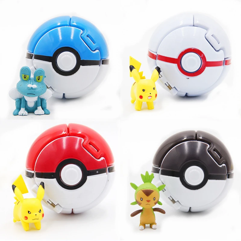 

Pokemon Pikachu Poke Ball Anime Dolls Pocket Monsters Cosplay Props Toys Touch Can Flip and Explode Toy Costumes Accessories