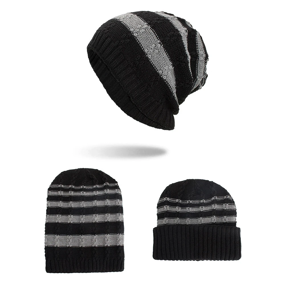 1 шт. плюс бархатная теплая шапка Skullies Beanies, Зимняя Вязаная Шерстяная Шапка двойного назначения, шапка s для женщин и мужчин