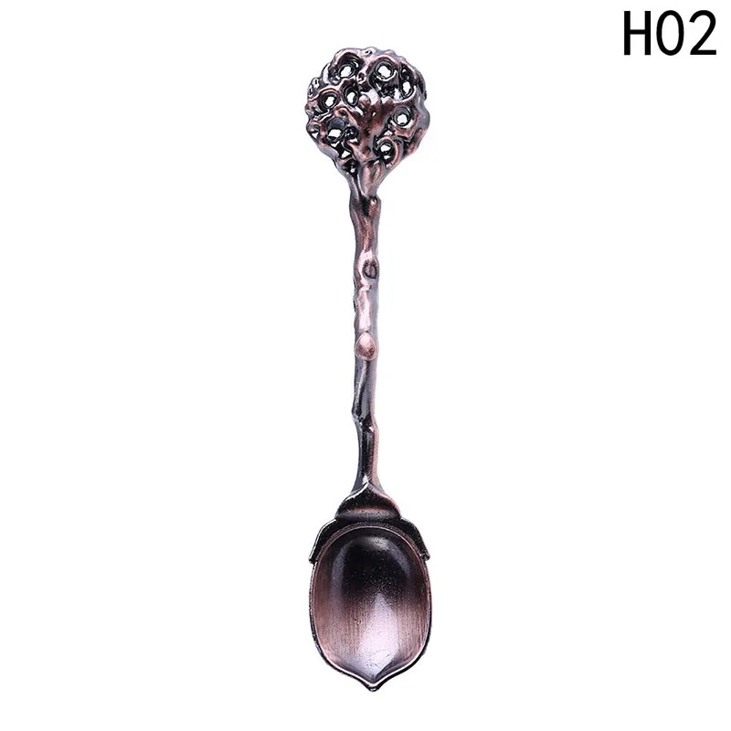 HG7990H02 Обеденный бар винтажный Королевский Стиль цинковый сплав резные Мини Кофейные ложки, столовые приборы десертные кофейные чайные ложки, кухонные принадлежности - Цвет: HG7990H02
