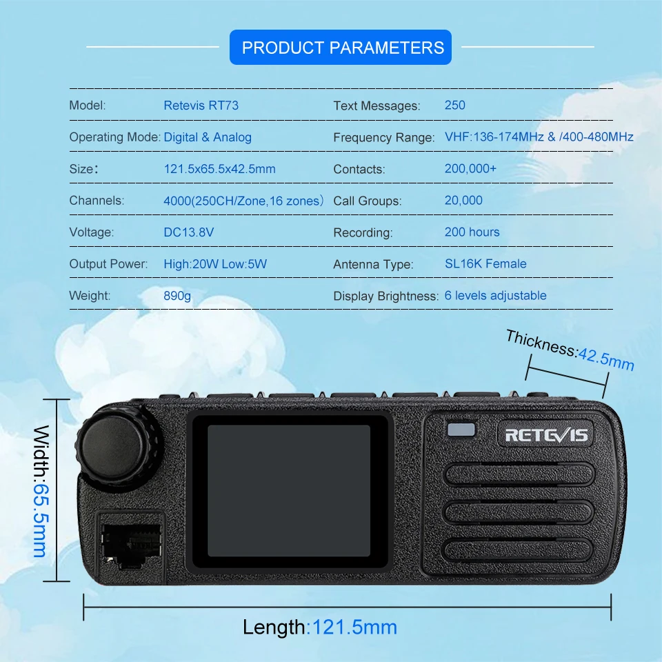 Pre-Sale DMR Digital Mobile Radio Retevis RT73