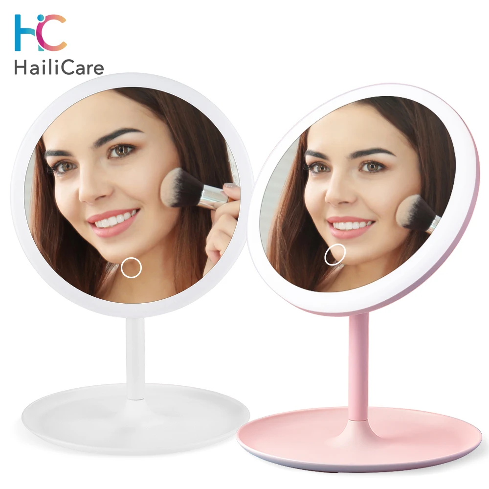 

Makeup Mirror With LED Light Touch Screen Natural White Daylight Vanity Mirror Flexible Detachable Storage Cosmetics Mirror
