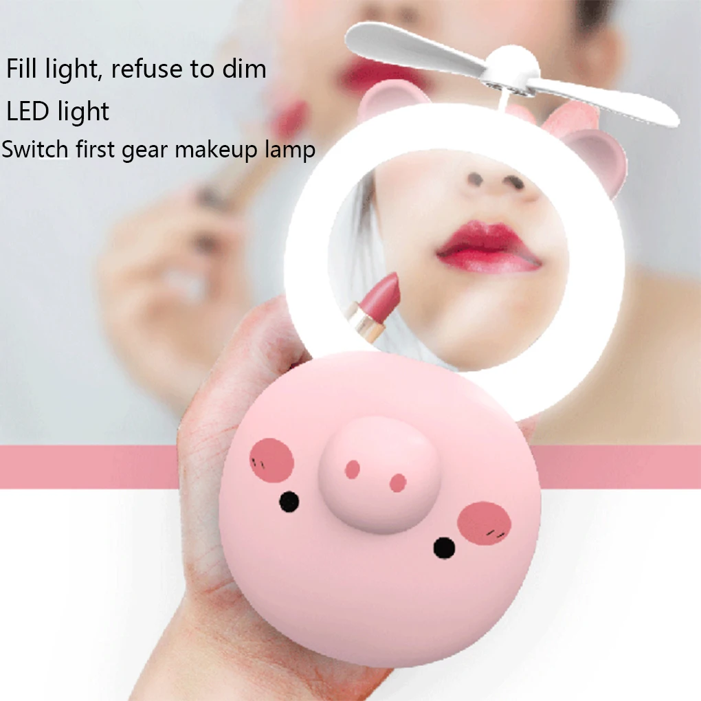 Мини портативный вентилятор с светодиодный зеркало для макияжа с лампой usb зарядка ручной вентилятор девушки перевязочные материалы