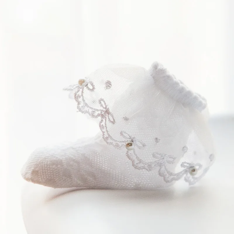 Носки для новорожденных, детей носки для девочек наряды для маленьких принцесс кружевные короткие носки из хлопка с оборками носки до лодыжки - Цвет: 2