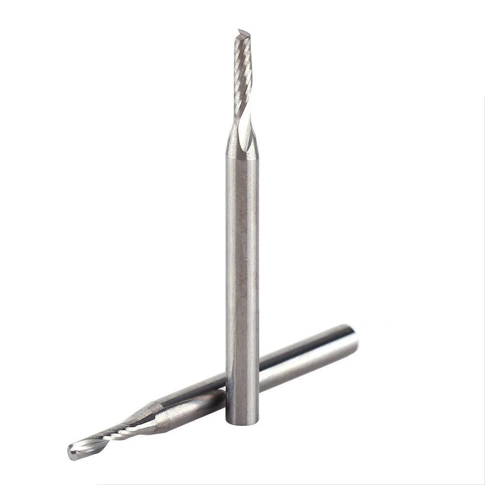 

10pc 1/8" 2mm Tungsten Carbide Spiral Bit End Mill Cutter Set CNC Single Flute Router Kit endmill Wood Milling Cutters Drill Bit