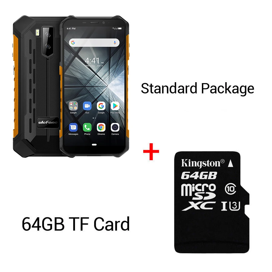 Orange N 64GB Card Ulefone Armor X3 прочный смартфон Android 9,0 IP68 Android 5," 2 ГБ 32 ГБ 5000 мАч 3g прочный мобильный телефон Android мобильный телефон - Цвет: Orange N 64GB Card
