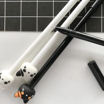 

2X Cute Silicone Cat Head Gel Pen Office School Supply Student Stationery Writing Signing Pen Kids Gift