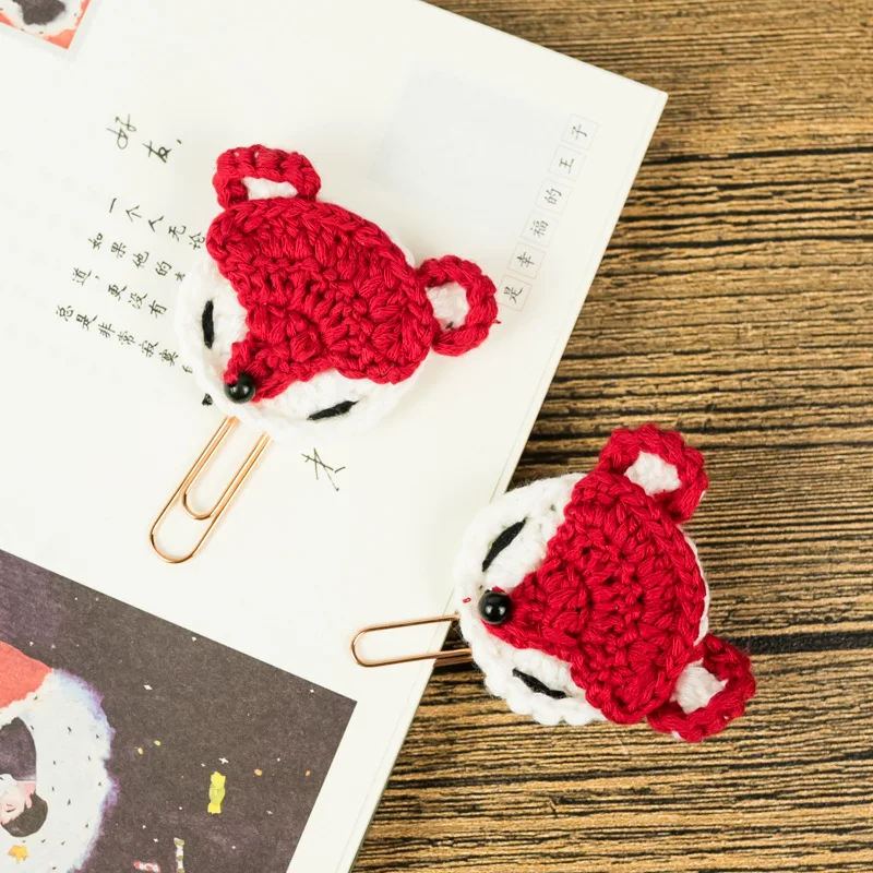 

cute kawaii Japanese cartoon fox paper clips set office school student metal memo clip bookmark set stationery supplies