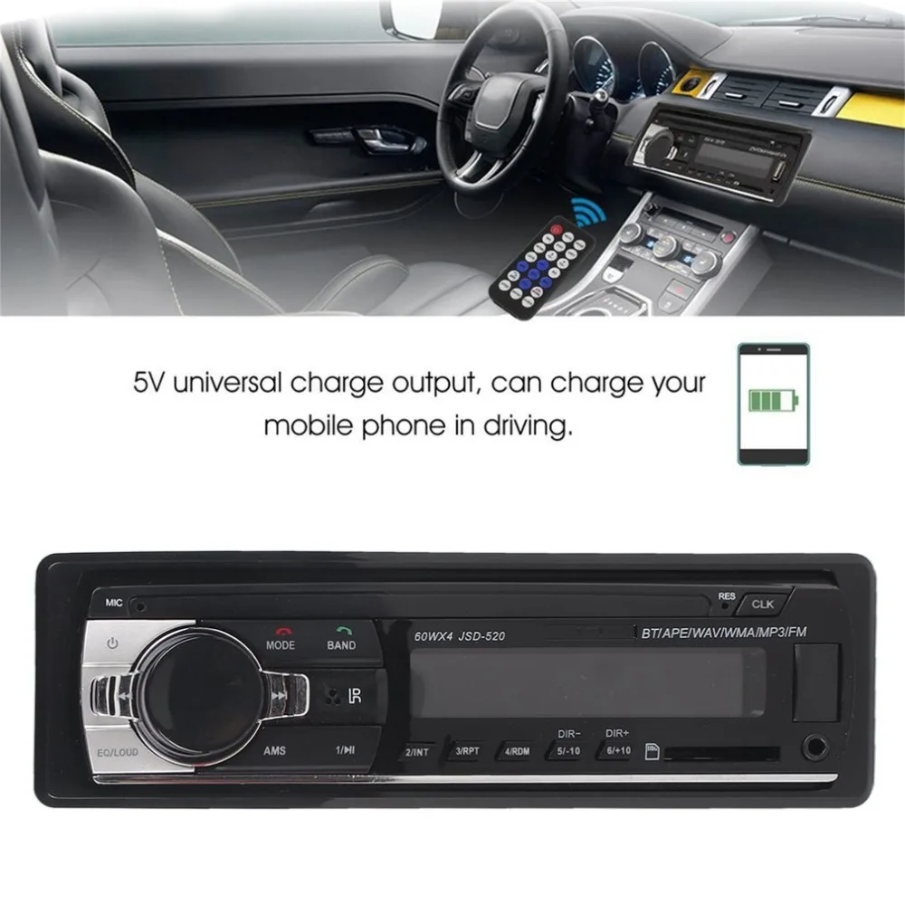 JSD-520 автомобильное радио стерео музыкальный плеер телефон MP3 Пульт дистанционного управления 12 в автомобильное аудио Автомобильное музыкальное устройство