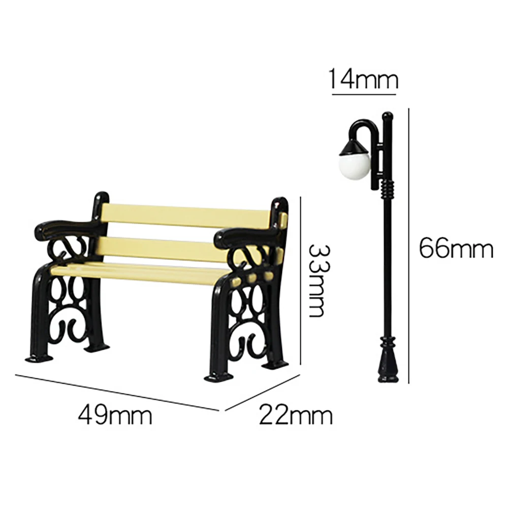 

Миниатюрные аксессуары для кукольного домика, мини-стул для парка, набор уличных фонарей, модель, имитация игрушек для украшения кукольного домика, 1 комплект, 1/12