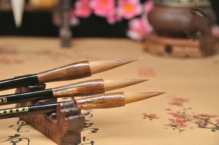 Китайская кисть для каллиграфии, набор кистей для волос, Caligrafia Tinta, китайский официальный скрипт для рисования, Практичная ручка-кисть для письма, 3 шт