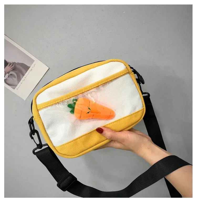Стиль в японском стиле морковь мягкая Очаровательная Сердце для девочек Милая Студенческая сумка тканевая через плечо мягкая сумка через плечо для девочки