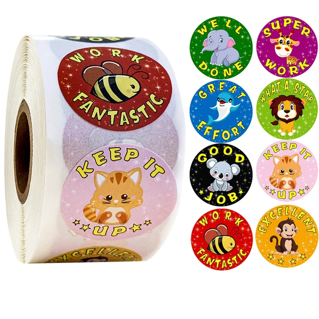 500pcs/Roll ) Praise Stickers Roll in 8 Designs, Reward Positive Stickers  for Kids Teacher Supplies 