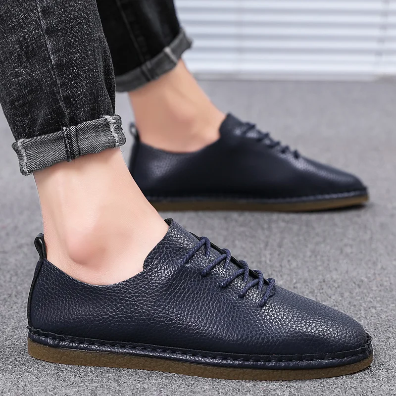 

2019 Spring Autumn Men Casual Shoes Lace Up Mesh Breathable Male Driving Shoes Comfortable Soft Mens Leisure Shoes