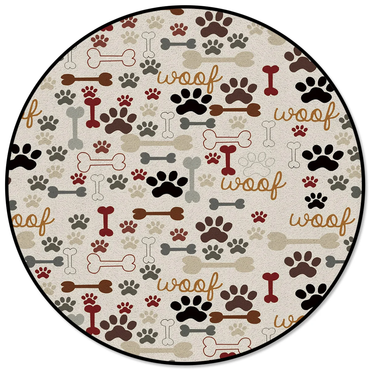 Мультфильм собака следы кости животные круглый ковер Очиститель Супер мягчайший гостиная ресторан пледы коврики области